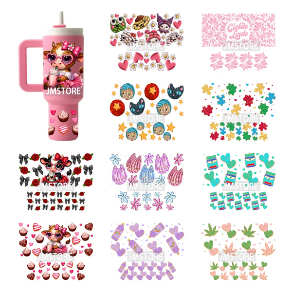 Concha Mexican Culture Cartoon Cow UV DTF Mini Tumbler Keychain Wraps Ready To Apply Transfer Stickers Prints Waterproof Decals