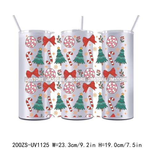 Christmas Gingerbread Reindeer 20OZ Tumbler Wraps Ready To Ship UV DTF Transfer Stickers Waterproof Prints For Skinny Tumbler