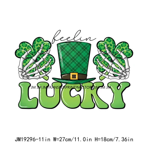 DIY Peace Love Luck Happy St Patrick's Day Design Printing Feeling Lucky Green Shamrocks DTF Transfer Stickers For Clothing