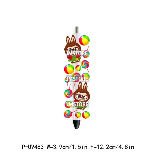Cute Cartoon Monsters Character Kids UV DTF Pen Wraps Ready To Apply Transfer Stickers Waterproof Prints Durable Custom Labels