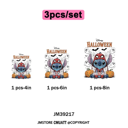 Cartoon Scary Monster Halloween Friends Season Printing Iron on DTF Washable Heat Transfers Stickers Ready to Press for Textile