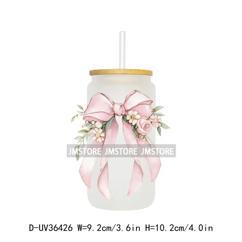 Colorful Bow Ribbon Bridal Birthday UV Sticker Decals For Libbey Cold Cups Mugs Tumbler Transfer Stickers Waterproof DIY Prints