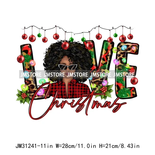 Just a Girl Who Loves Christmas Afro Woman Not Like Us Hip Pop Santa Iron On DTF Transfers Stickers Ready To Press For Hoodies