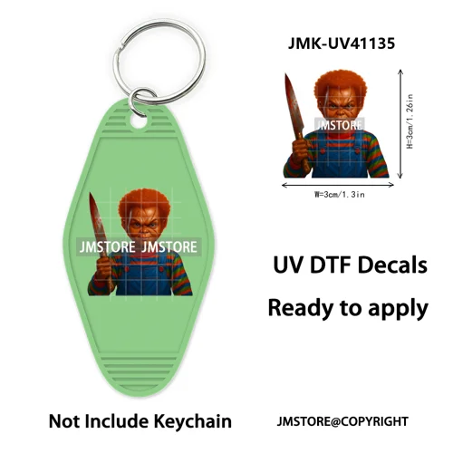 Black Dad Halloween Horror Villain UV DTF Motel Keychain Decal Ready To Ship Durable Transfer Stickers Prints For Hotel Keychain
