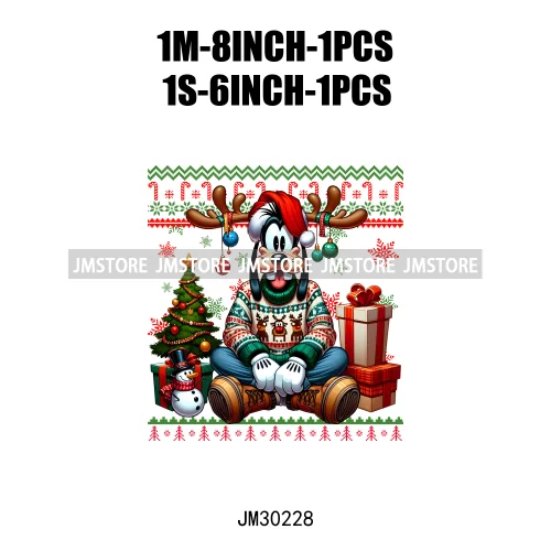Cartoon Christmas Character Ugly Sweater Friends Deer Winter Holiday Gifts Iron On DTF Heat Press Transfers Stickers For Hoodies