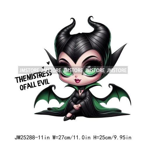 Cartoon Washable Halloween Princess Evil Queen Girls Printing Designs DTF Iron On Transfers Stickers Ready To Press For Textil