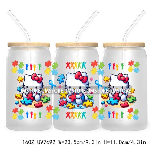 Cartoon Baby Princess Best Friends 16OZ UV DTF Cup Wrap Transfers Stickers For Libbey Glass Can Cups Tumbler Waterproof Labels