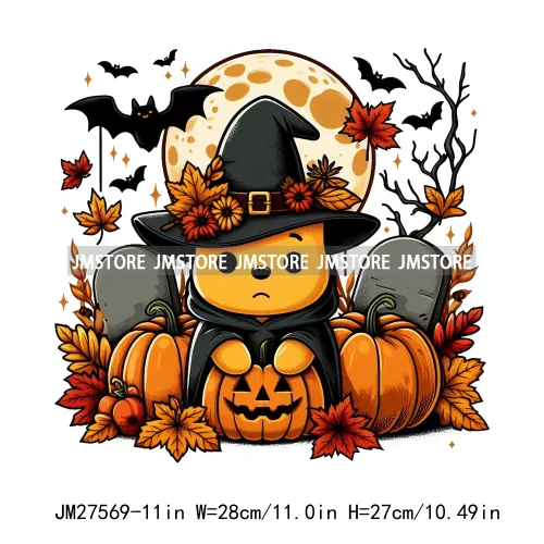 Cartoon Halloween Spooky Season Pumpkin Rip Gravestone Skull DTF Iron On Transfers Stickers Printing Ready To Press For Clothing