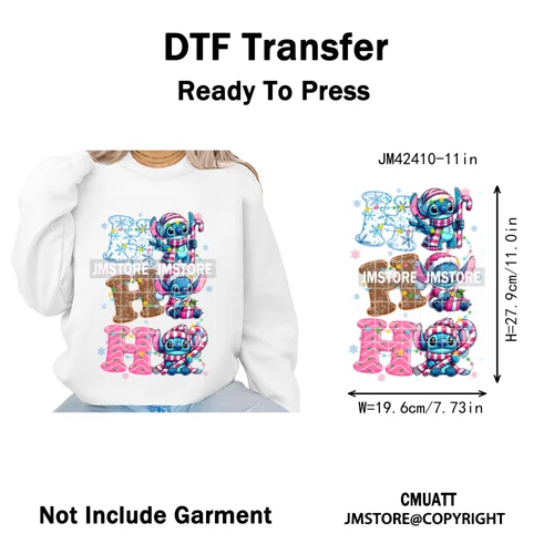 Ho Ho Ho Christmas Coquette Gifts Santa Cartoon Characters Iron on DTF Washable Transfers Stickers Ready to Press for Clothing