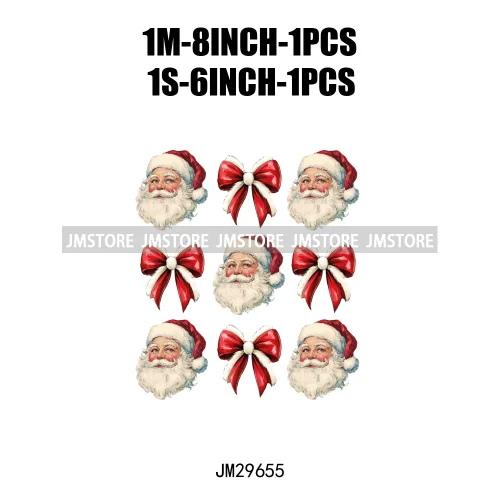 Christmas Santa Red Coquette Highland Cow Xmas Holly Jolly Vibes Iron On DTF Transfers Stickers Ready To Press For T-shirts