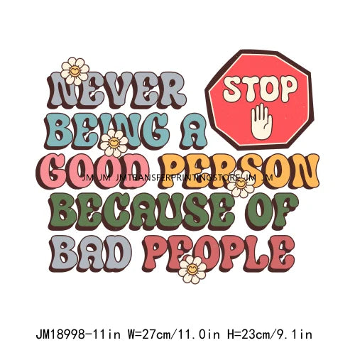 Colorful Retro Good Vibes Printing Designs Mental Health Motivational Positive Quotes Saying DTF Transfer Stickers For Shirts