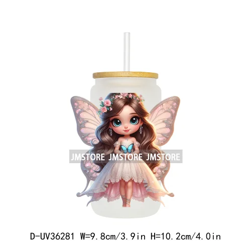 Cute Little Girl Butterfly Wings UV DTF Transfer Stickers Decal Ready To Apply Waterproof For 16OZ Libbey Glass Can Cups Tumbler