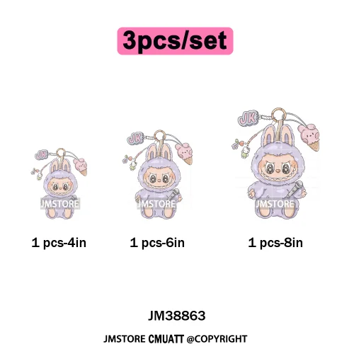 Cartoon Princess Girly Flowers Checkered Doll Characters Iron on DTF Washable Heat Transfer Stickers Ready to Press for Clothing