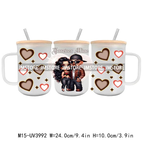 Valentine Chicano Couple UV DTF Sticker For 15OZ Mug Libbey Glass Cup Can Wrap Transfer Stickers Custom Labels DIY Logo Mexican