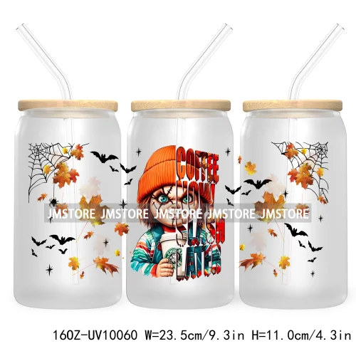 Trendy Horror Movies Character 16OZ UV Cup Wrap DTF Transfer Stickers For Libbey Glass Can Cups Tumbler Coffee Now Slash Later