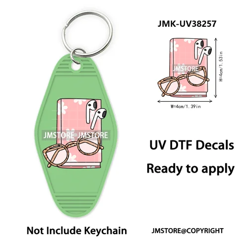Bookish Journal Coquette Bow Flowers Heart UV DTF Motel Keychain Decal Ready To Ship Transfer Stickers Prints For Hotel Keychain