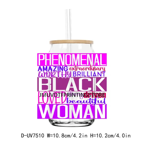 Black King Woman Letters UV DTF Transfers Stickers Decals For Libbey Cold Cups Mugs Tumbler Waterproof DIY Logo Hustle Hard