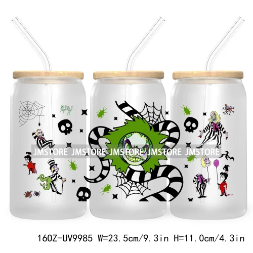 Friends Horror Characters 16OZ UV Cup Wrap DTF Transfer Stickers For Libbey Glass Can Cups Tumbler Happy Horror Movie Killers