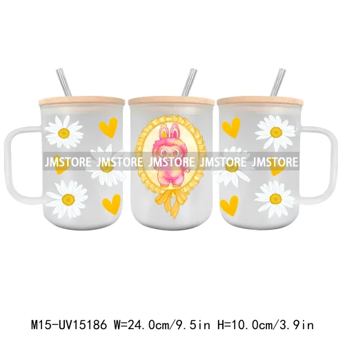 Cartoon Mirror Coquette 15OZ Glass Mug UV DTF Cup Wrap Ready To Apply Waterproof High Quality Custom Prints For Mugs Cup Tumbler