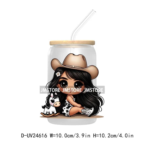 Cowgirl Mexican Baby UV DTF Transfer Stickers Decals For Libbey Glass Cold Cups Mugs Tumbler Custom Waterproof DIY Labels Rose