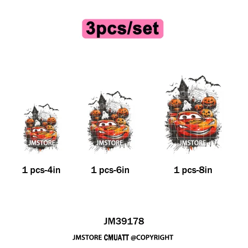 Spooky Season Pumpkin Trick or Treat Cartoon Halloween Iron on DTF Washable Heat Transfers Stickers Ready to Press for Clothing
