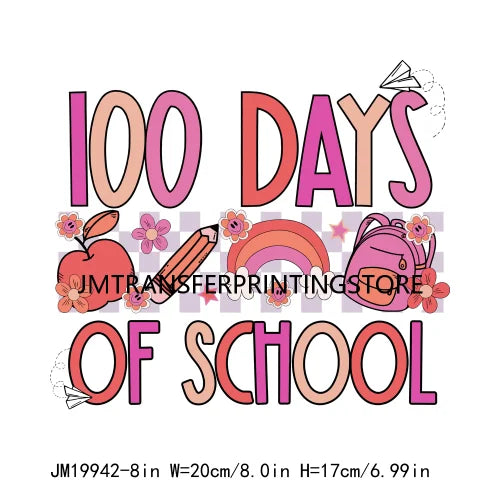 Washable Faux Glitter In My 100 Days Of School Era Back To School DTF Transfer Printing Stickers Ready To Press For T-shirts Bag