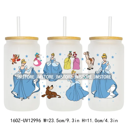 Best Friends Princess Movie Themed 16OZ UV DTF Cup Wraps Ready To Apply Waterproof Transfer Sticker For Libbey Glass Can Tumbler