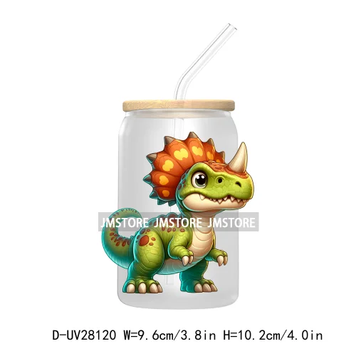 Cute Baby Dinosaur Kids Gift UV DTF Transfer Stickers Decals For Libbey Cold Cups Mugs Tumbler Waterproof Craft Cartoon Animals