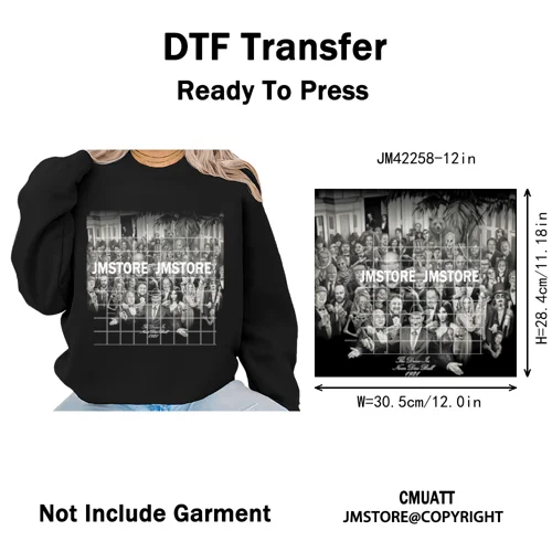 Horror Characters Halftone Movie Shows Scary Halloween Vibes Iron on DTF Washable Transfers Stickers Ready to Press for Clothing