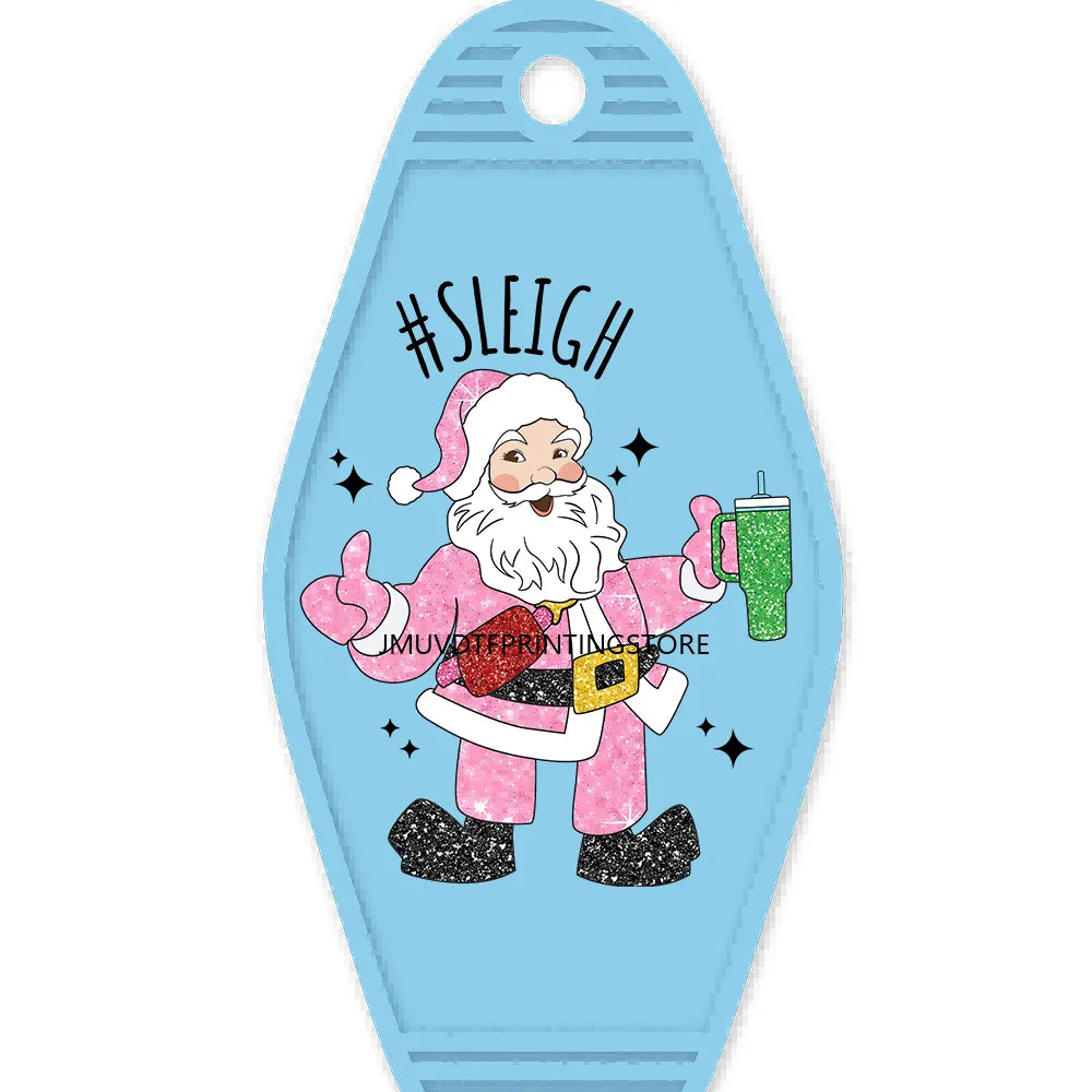 Retro Christmas Santa Claus Season High Quality WaterProof UV DTF Sticker For Motel Hotel Keychain Winterbasics