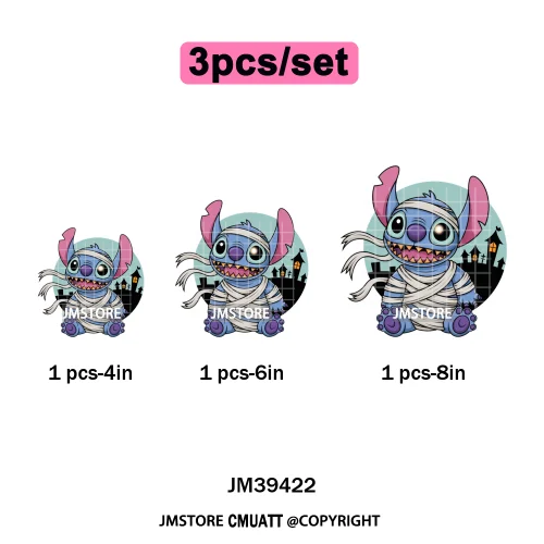 Spooky Vibes Horror Trick Or Treat Cartoon Animal Pumpkin Bats Iron on DTF Washable Transfers Sticker Ready to Press for Hoodies