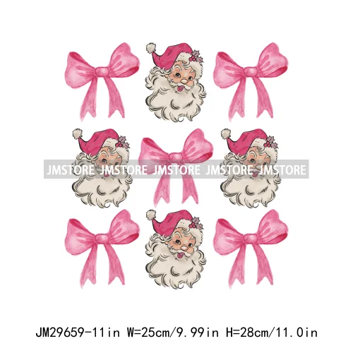 Christmas Santa Red Coquette Highland Cow Xmas Holly Jolly Vibes Iron On DTF Transfers Stickers Ready To Press For T-shirts