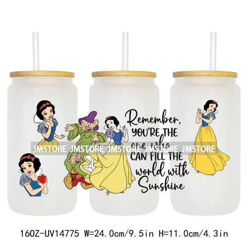 Beautiful Princess Cartoon Gnomes UV DTF Wraps Transfer Sticker Ready To Apply Waterproof Logo For 16OZ Libbey Glass Can Tumbler