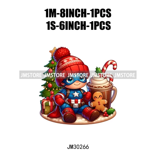 Christmas Cartoon Animal Characters Snow Holiday Santa Tree Gifts Iron On DTF Transfers Stickers Ready To Press For Sweatshirts