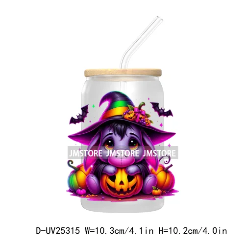 Cartoon Halloween Witch Princess UV DTF Transfer Stickers Decals For Libbey Cold Cups Mugs Durable Waterproof Custom Logo Labels