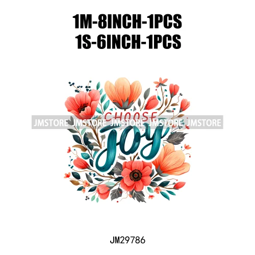 Floral Christian Jesus Praise God Religious Bible Verse Motivational Quotes Iron On DTF Heat Press Transfer Stickers For Clothes