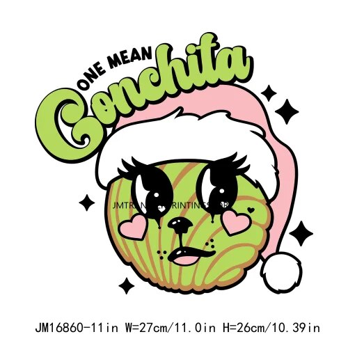 Cute Conchita Pantasmas Latin Christmas Decals Conchas Cucuys Christmas Ghouls Gifts Iron On DTF Transfers Sticker For Clothing