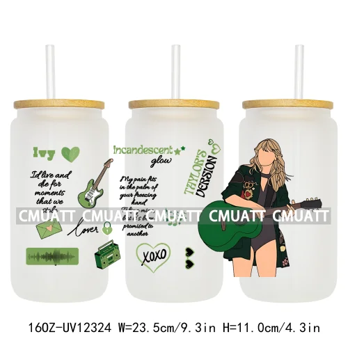 Cartoon Cute Kids Doll Girl Swiftie Love UV DTF 16OZ Stickers Glass Can Wrap For Libbey Cold Cups Mugs Waterproof DIY Craft