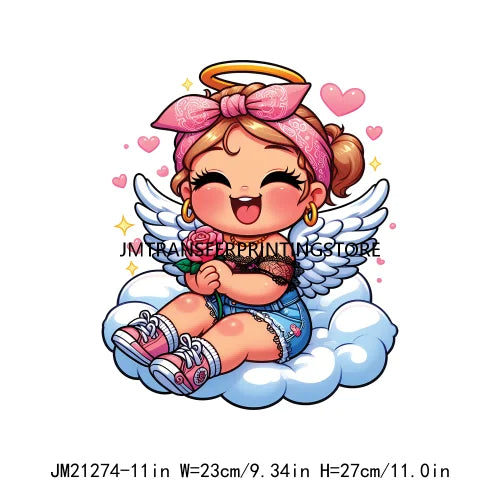 Sweet Pink Valentine's Angel Baby Concha Designs Kids Love Heat Transfer Stickers Ready To Press For T-shirts