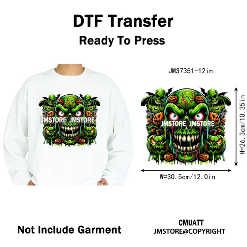 12in Colorful Graffiti Streetwear Skeleton Game Over Iron on DTF Thermal Transfers Stickers Printing Ready to Press for T-shirts