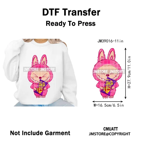New Cartoon Doll Character With Mexican Food Iron on DTF Washable Heat Transfers Stickers Ready to Press for Textile Bags