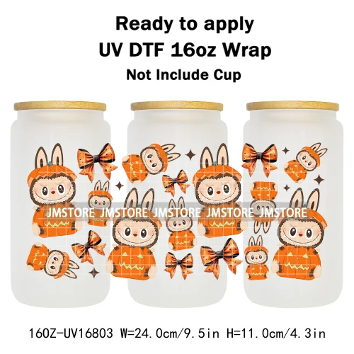 Witchy Laboo Girly Halloween Pumpkins UV DTF Stickers Ready To Transfer Cup Wrap Custom Labels For Libbey Can Glass Tumblers Mug
