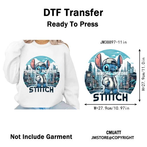 Urban Cartoon Character Streetwear Thermal Printing Iron on DTF Washable Transfers Stickers Ready to Press for Clothing Bags