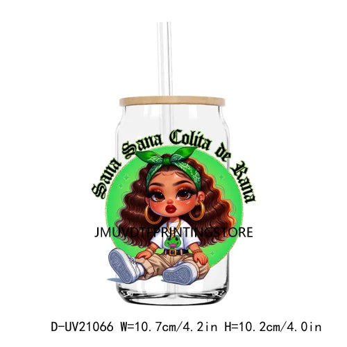 Mexican Latina Mama Chicano Cartoon Girls UV DTF Transfer Stickers Decals For Libbey Cold Cups Mugs Tumbler Waterproof DIY Logo