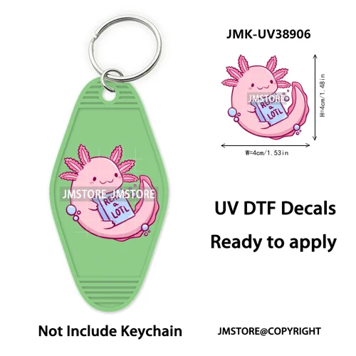 Reading Book Animals Mental Health UV DTF Motel Keychain Wraps Ready To Apply Waterproof High Quality Hotel Keychain Decals