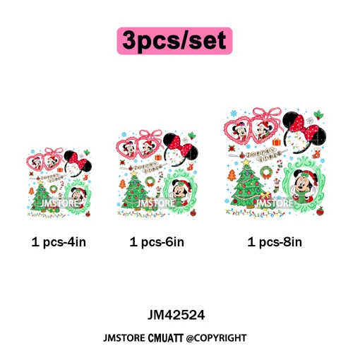 Magical Cartoon Girly Christmas Season Coquette Xmas Holiday Iron on DTF Washable Transfers Stickers Ready to Press for Textiles