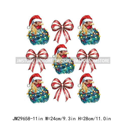 Christmas Santa Red Coquette Highland Cow Xmas Holly Jolly Vibes Iron On DTF Transfers Stickers Ready To Press For T-shirts