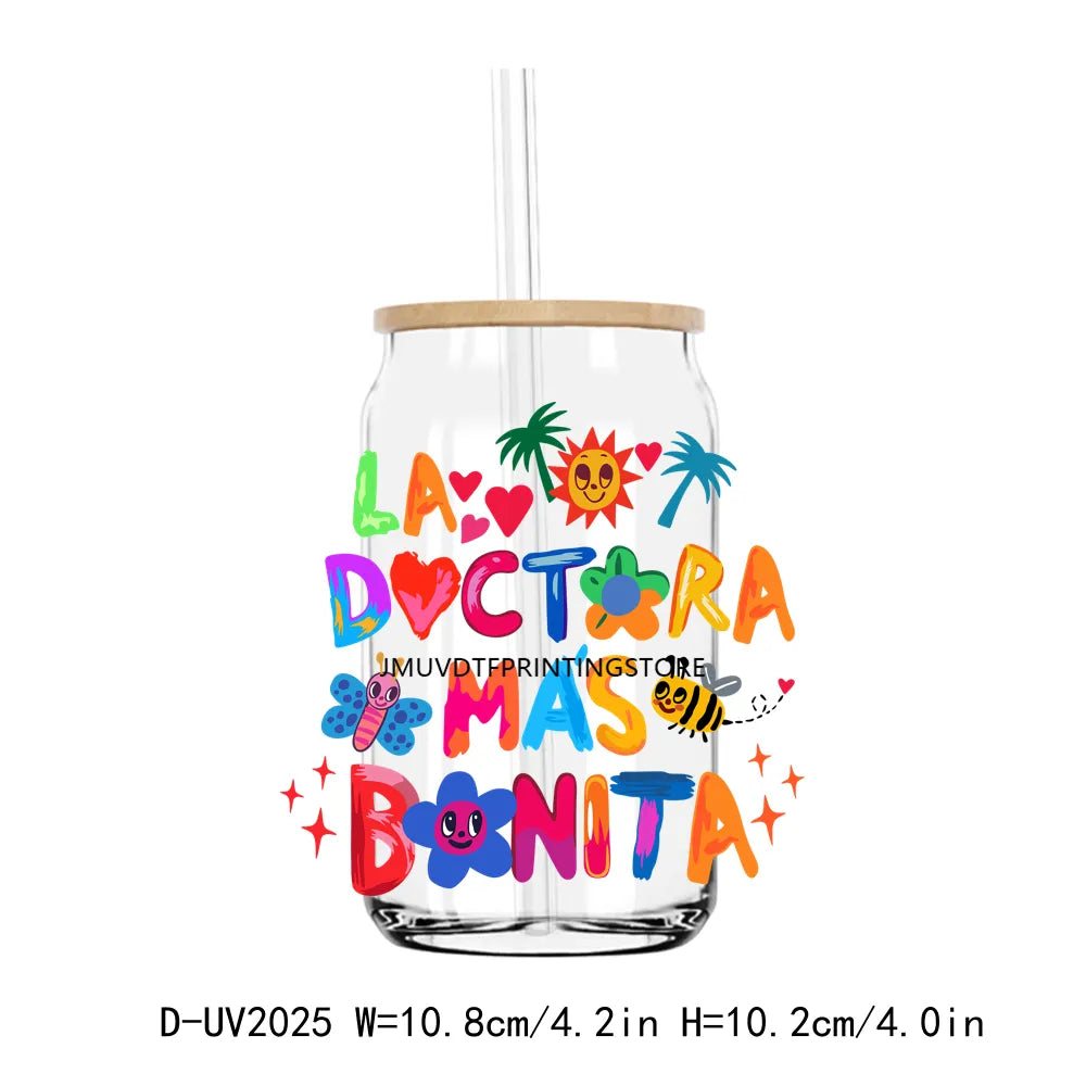 Latin Culture Bonita Colorful UV DTF Transfers Stickers Decals For Libbey Cold Cups Mugs Tumbler Waterproof DIY Craft