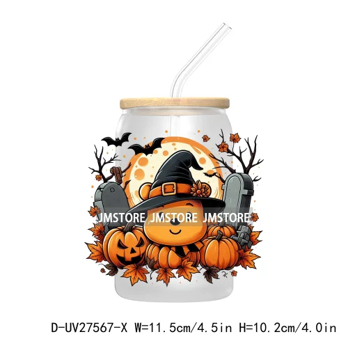 Cartoon Couple Halloween Scary Pumpkin UV DTF Transfer Sticker Decals For Libbey Cold Cup Mug Tumbler Nightmare Before Christmas