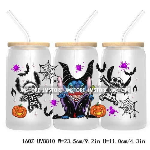 3D Horror Halloween UV DTF Sticker For 16OZ Libbey Glass Cup Can Wrap Transfer Stickers Custom Label DIY Logo Cartoon Blue Koala